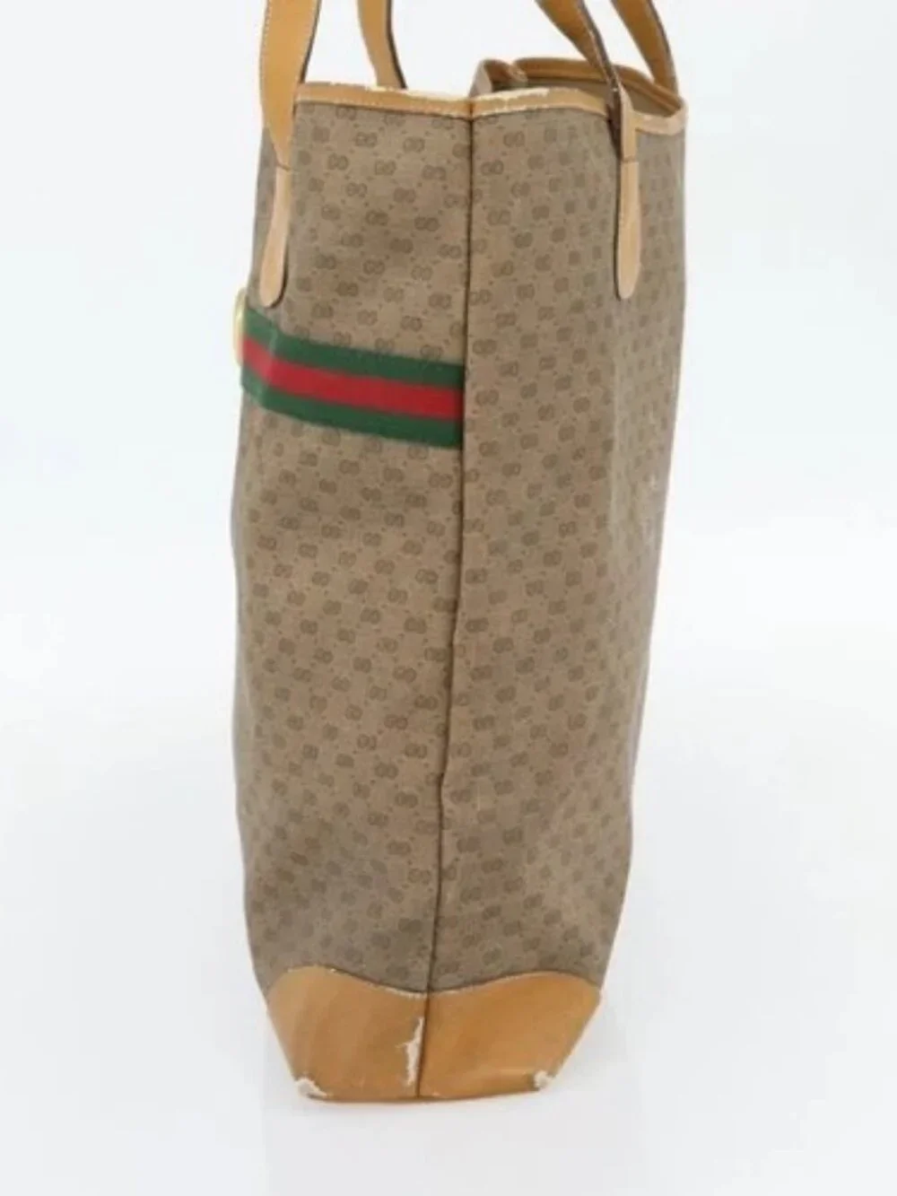 GUCCI Micro GG Supreme Web Sherry Line Bag PVC Beige 002 983 0174 Auth 181764